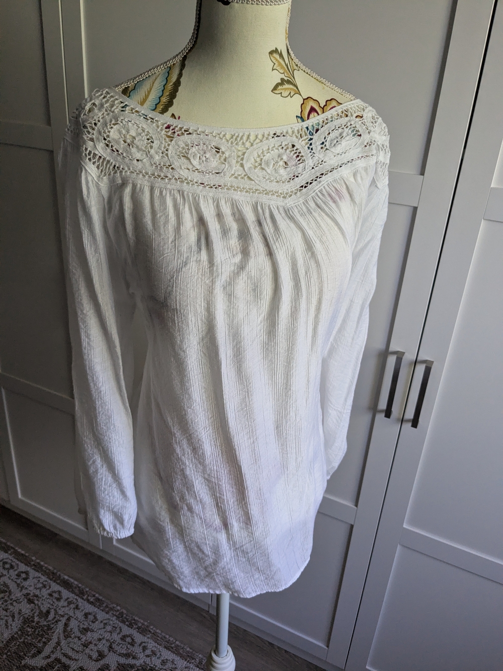 grand & greene White Crochet Yoke Tunic Top